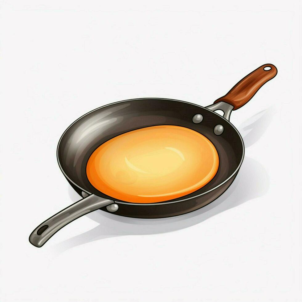 Frying Panskillet 2d cartoon illustraton on white background photo