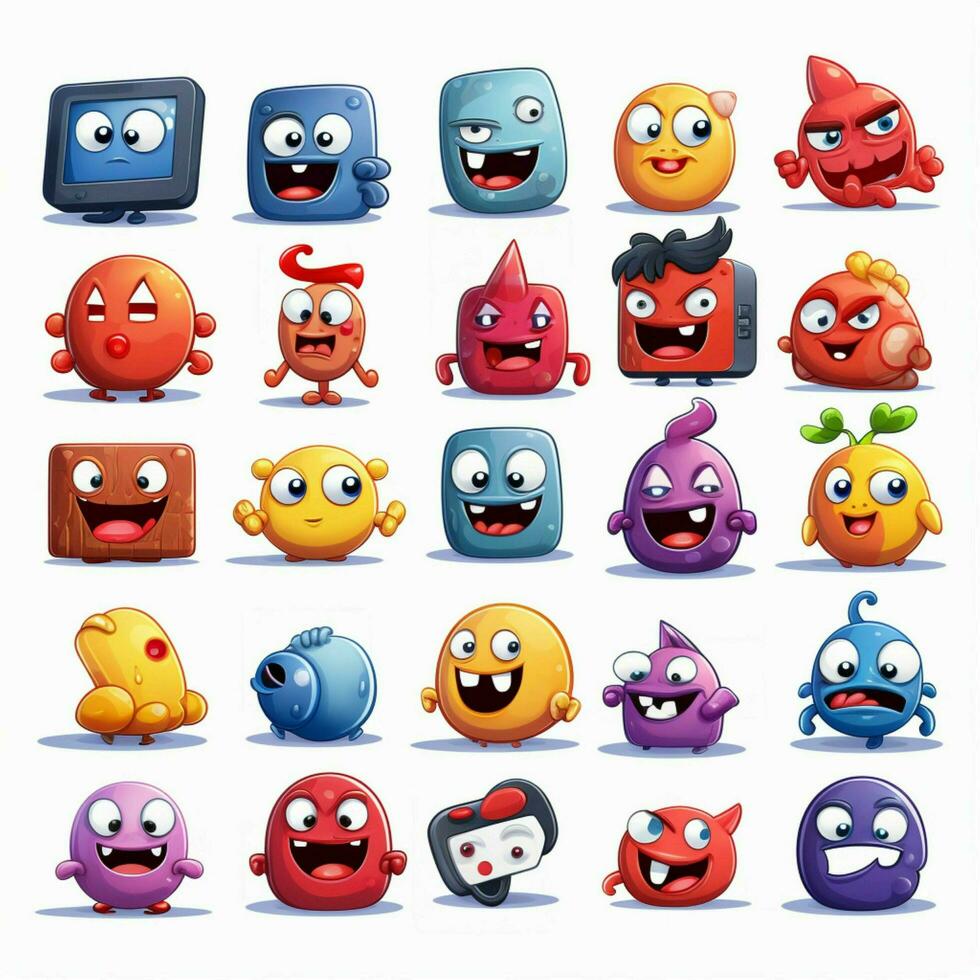 juegos emojis 2d dibujos animados vector ilustración en blanco respaldo foto