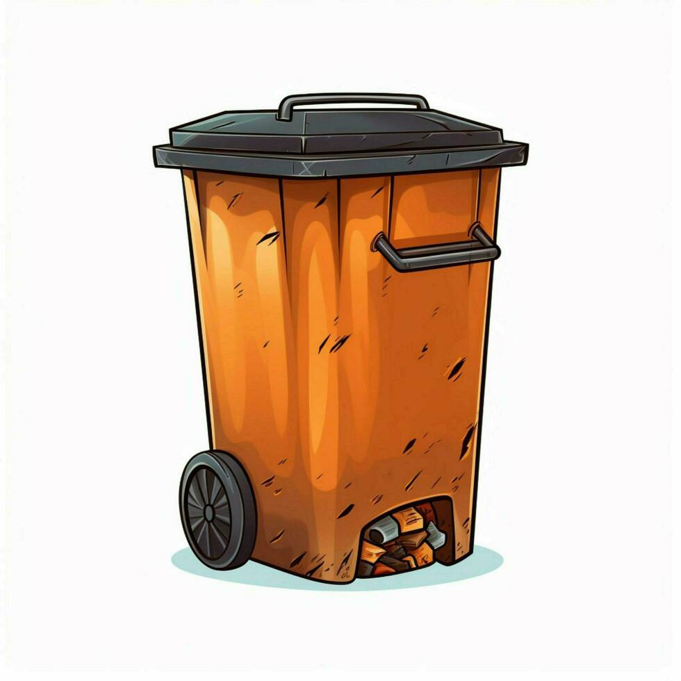 Garbage Can 2d cartoon illustraton on white background hig photo