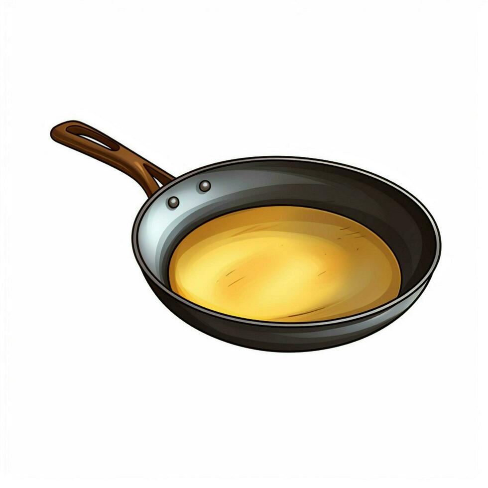 Frying Panskillet 2d cartoon illustraton on white background photo