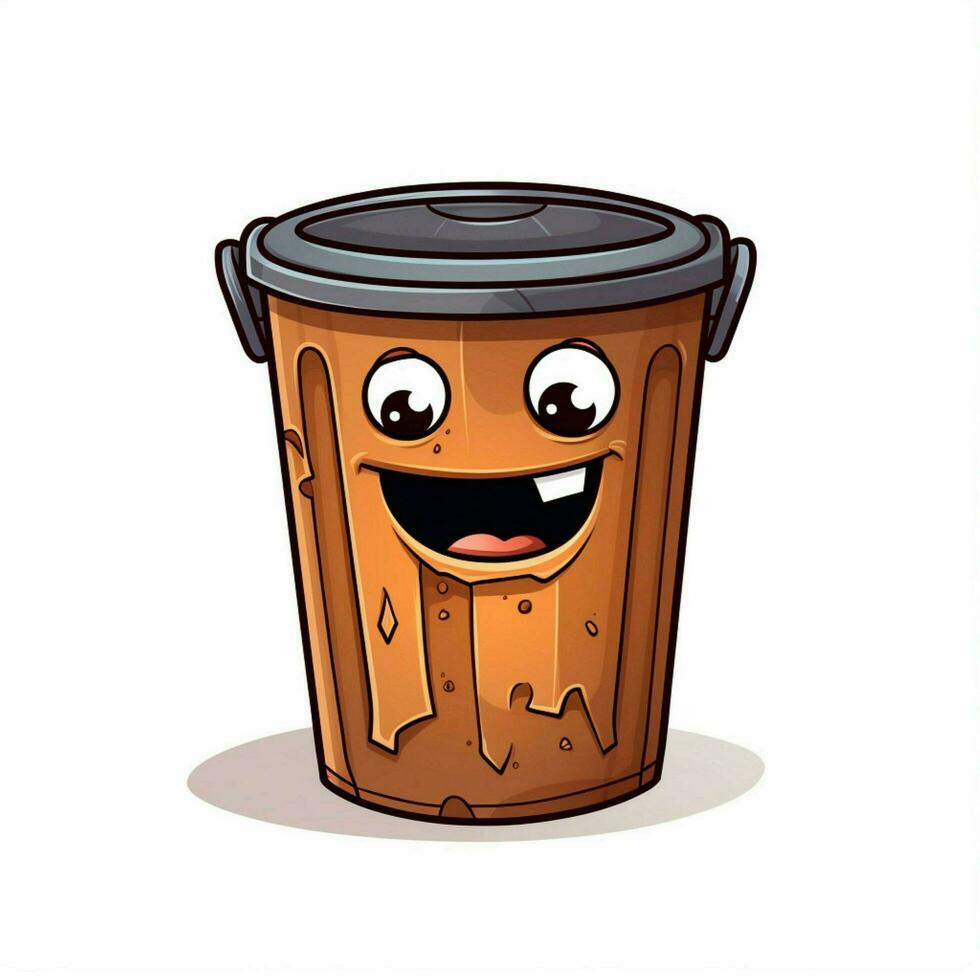 Garbage Can 2d cartoon illustraton on white background hig photo