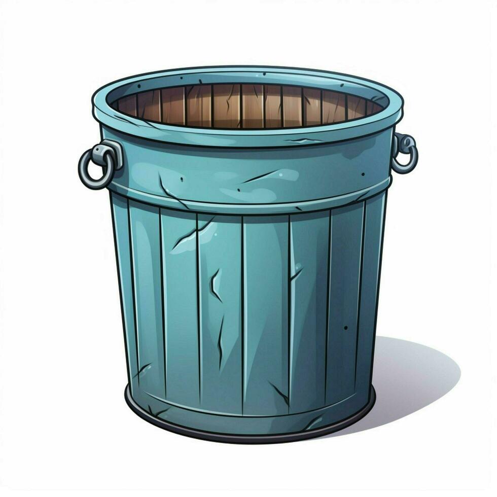 Garbage Can 2d cartoon illustraton on white background hig photo