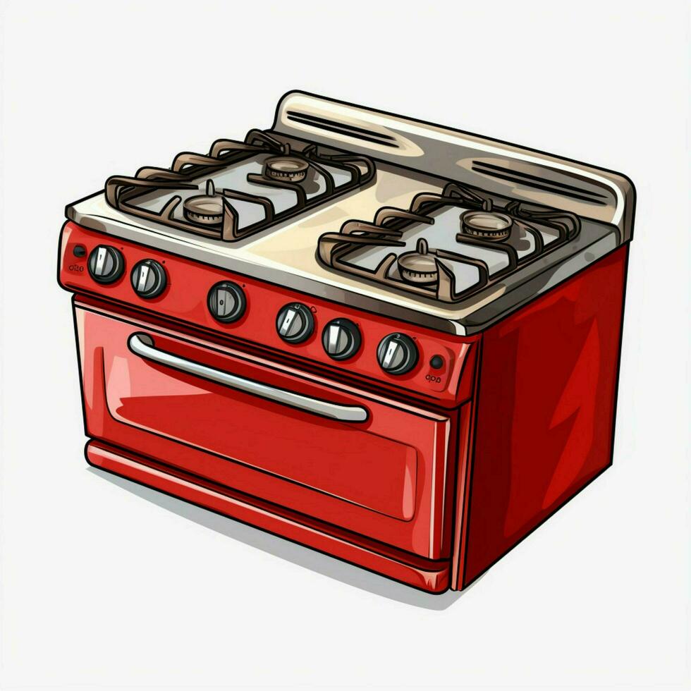 Gas Stove 2d cartoon illustraton on white background high photo