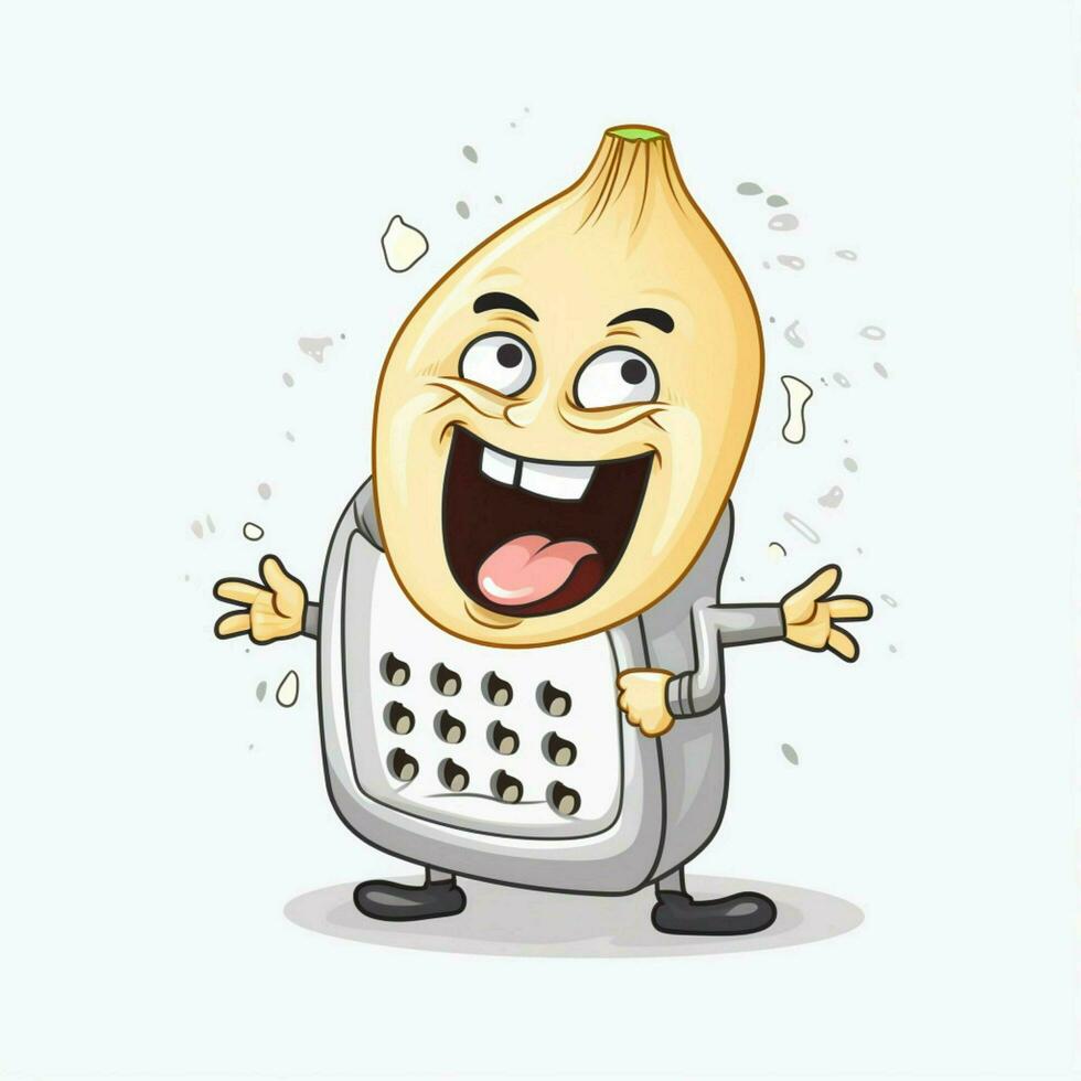 Garlic Crusher 2d cartoon illustraton on white background photo