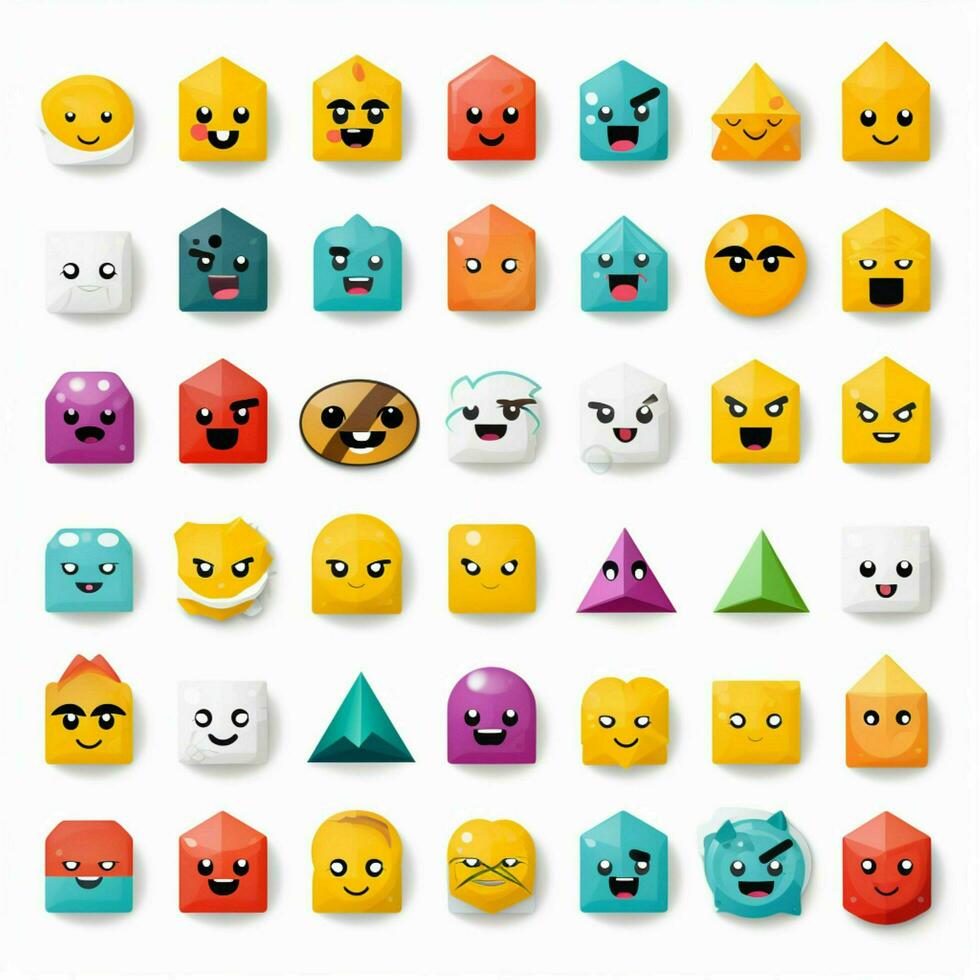 Geometric Emojis 2d cartoon vector illustration on white b photo