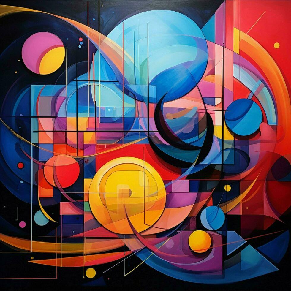 Geometric shapes dancing in a hypnotic symphony of color photo