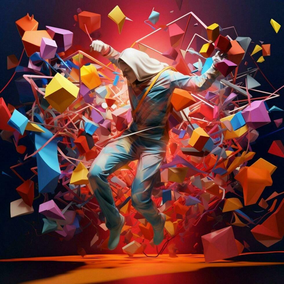 Geometric shapes dancing in a hypnotic symphony of color photo