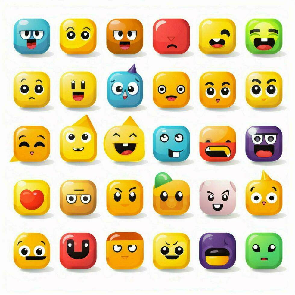 Geometric Emojis 2d cartoon vector illustration on white b photo