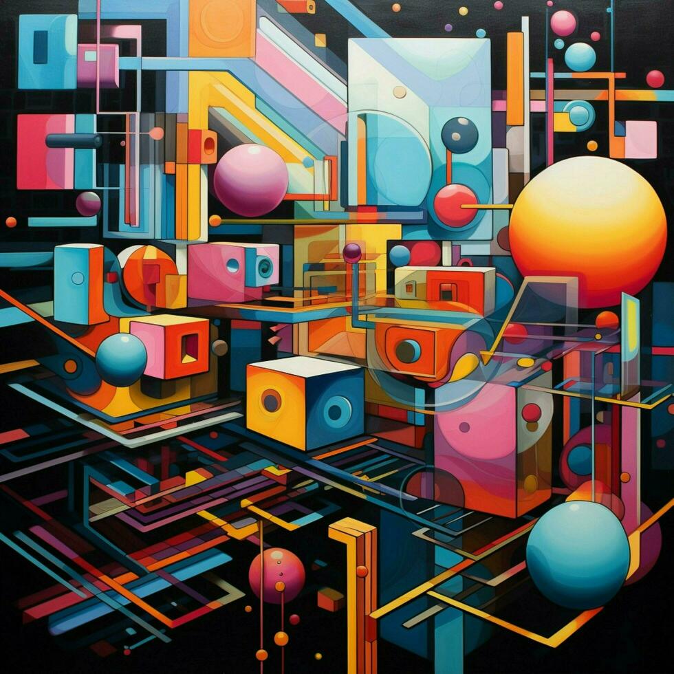 Geometric shapes dancing in a hypnotic symphony of color photo