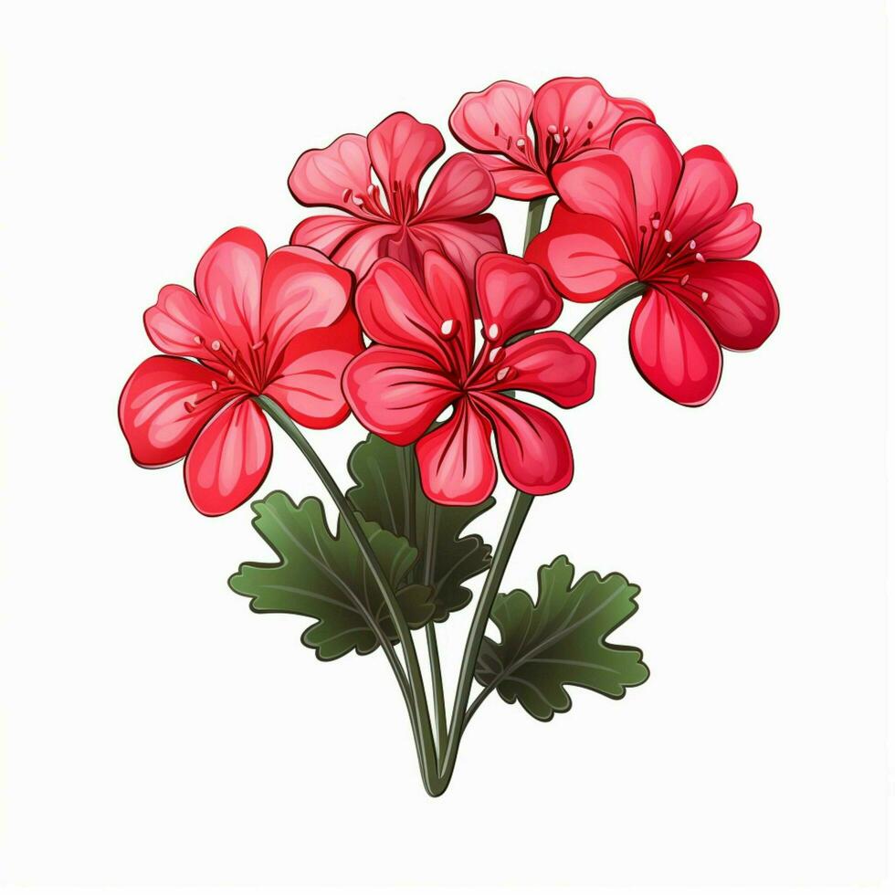 Geranium 2d cartoon vector illustration on white background photo
