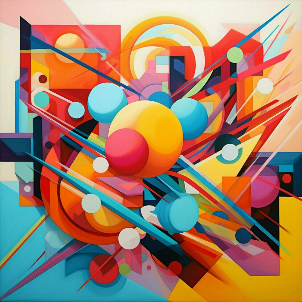 Geometric shapes dancing in a hypnotic symphony of color photo