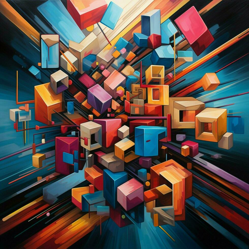 Geometric shapes dancing in a hypnotic symphony of color photo