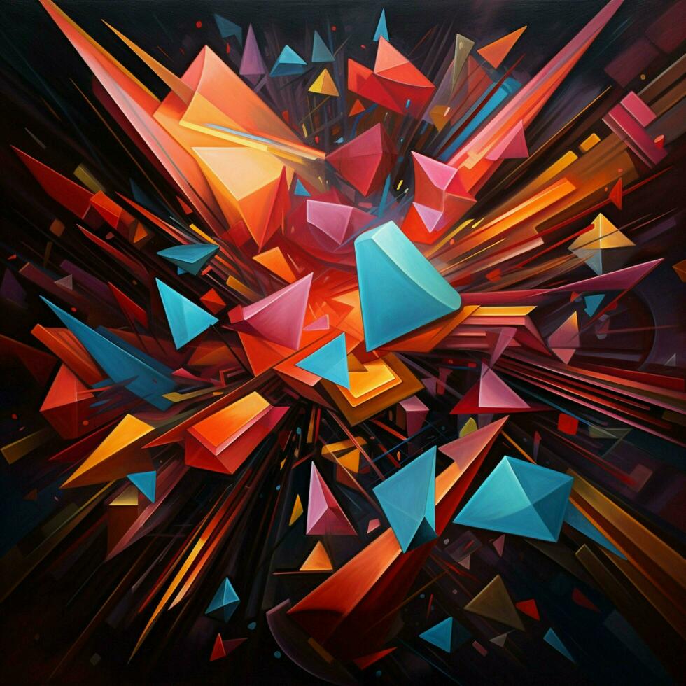 Geometric shapes dancing in a hypnotic symphony of color photo