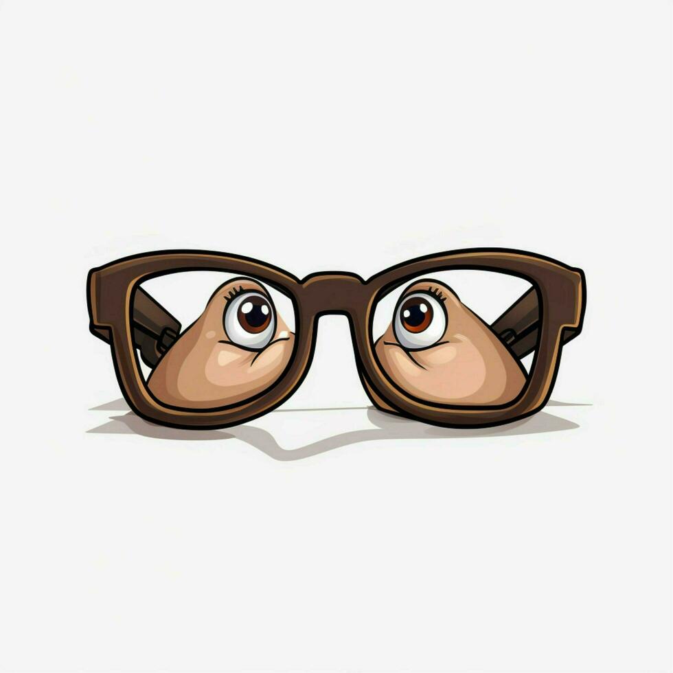 Glasses 2d cartoon illustraton on white background high qu photo