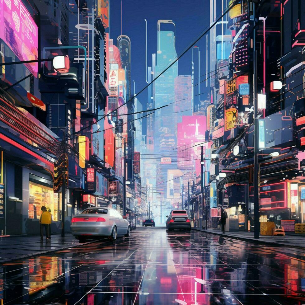 Glitched aesthetics evoking a sense of futuristic nostalgi photo