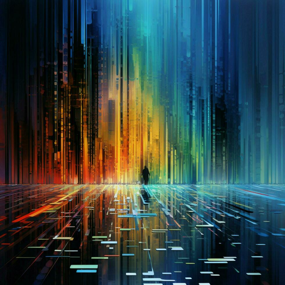 Glitching code leaving traces of abstract creativity photo