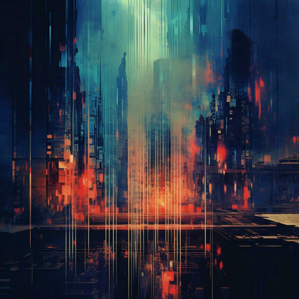 Glitching code leaving traces of abstract creativity photo