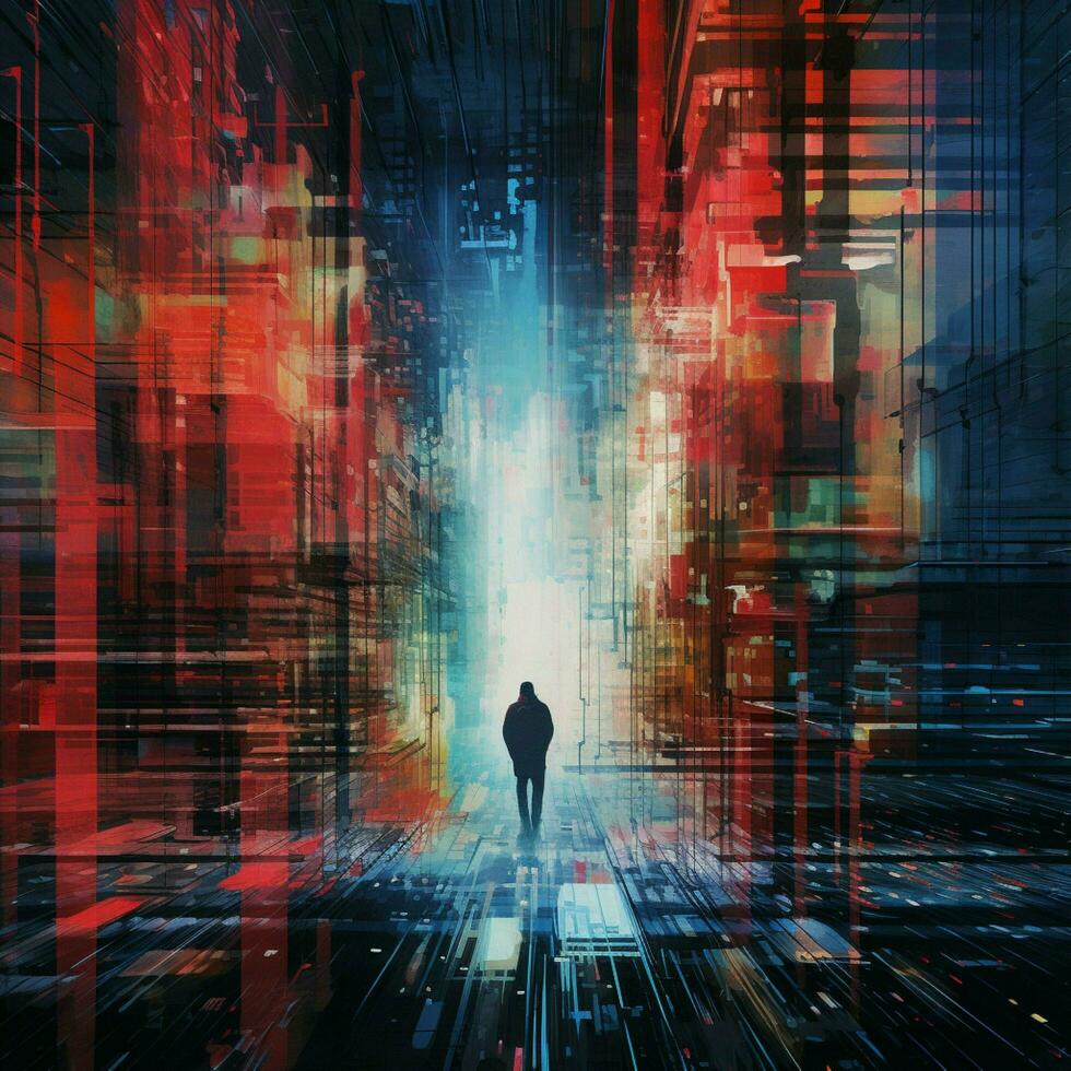 Glitching code leaving traces of abstract creativity photo