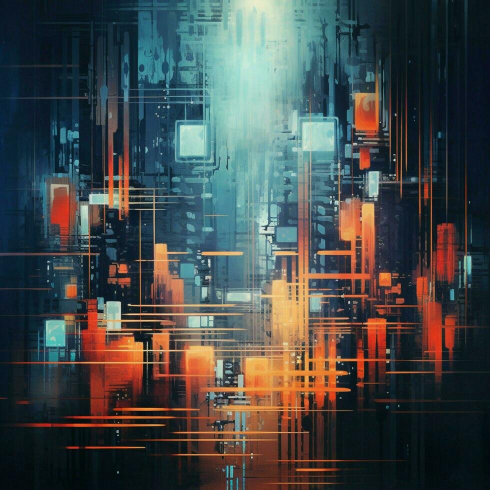 Glitching code leaving traces of abstract creativity photo