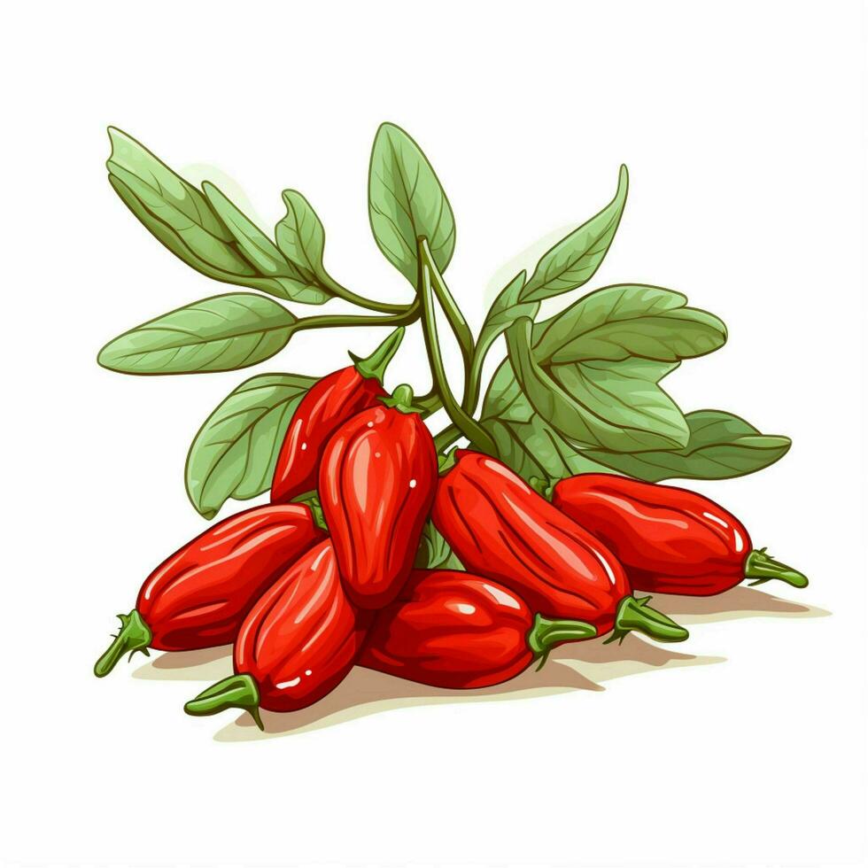 Goji berry 2d cartoon illustraton on white background high photo
