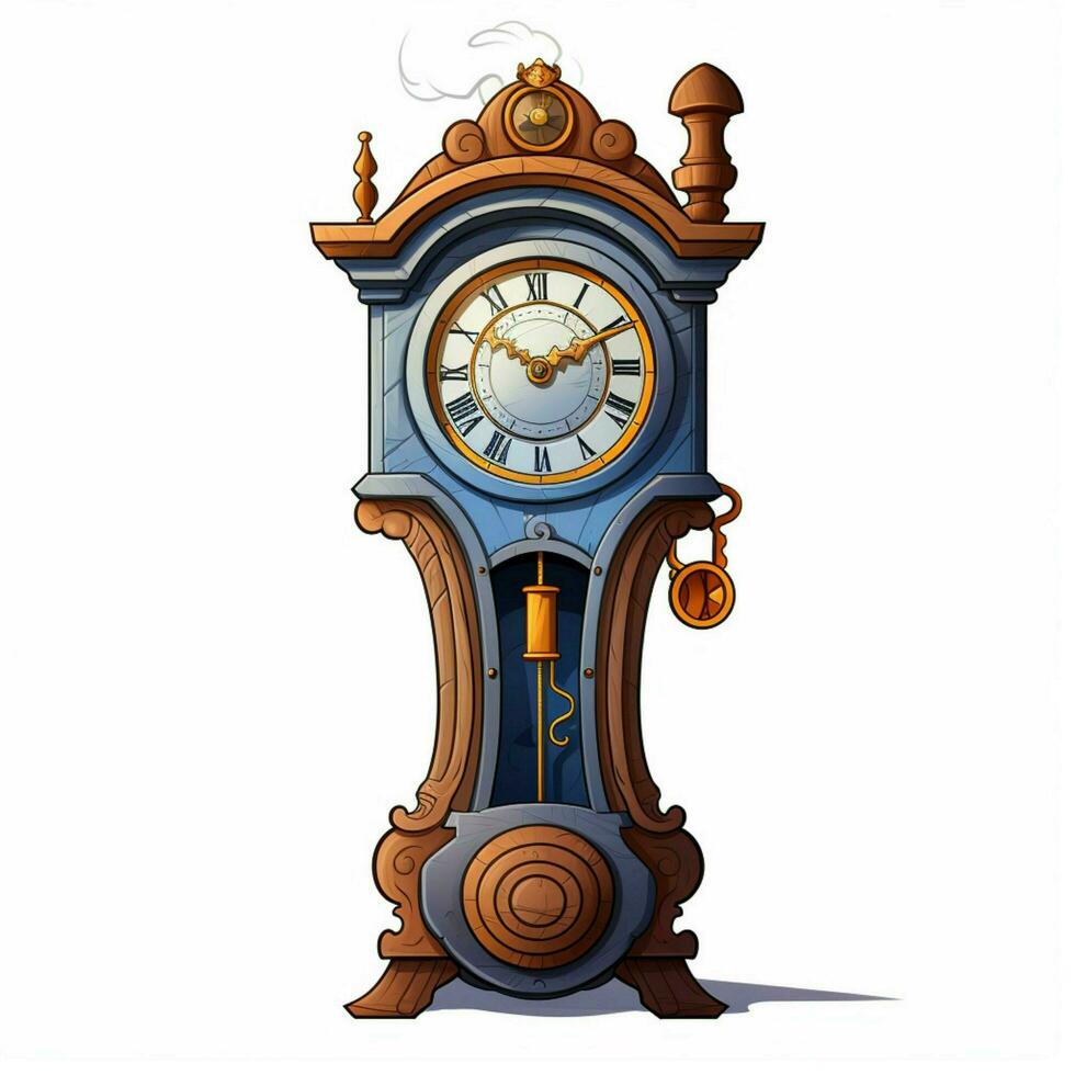 Grandfather clock 2d cartoon illustraton on white background photo