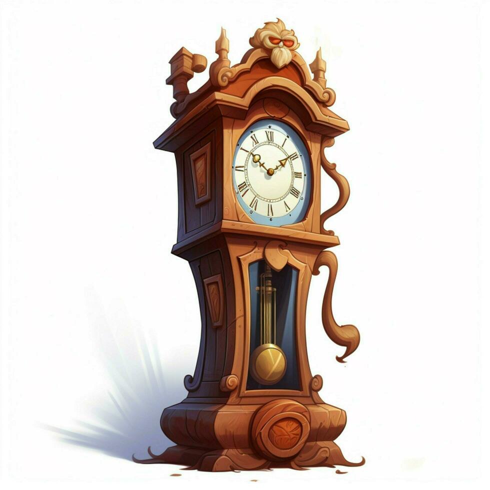 Grandfather clock 2d cartoon illustraton on white background photo