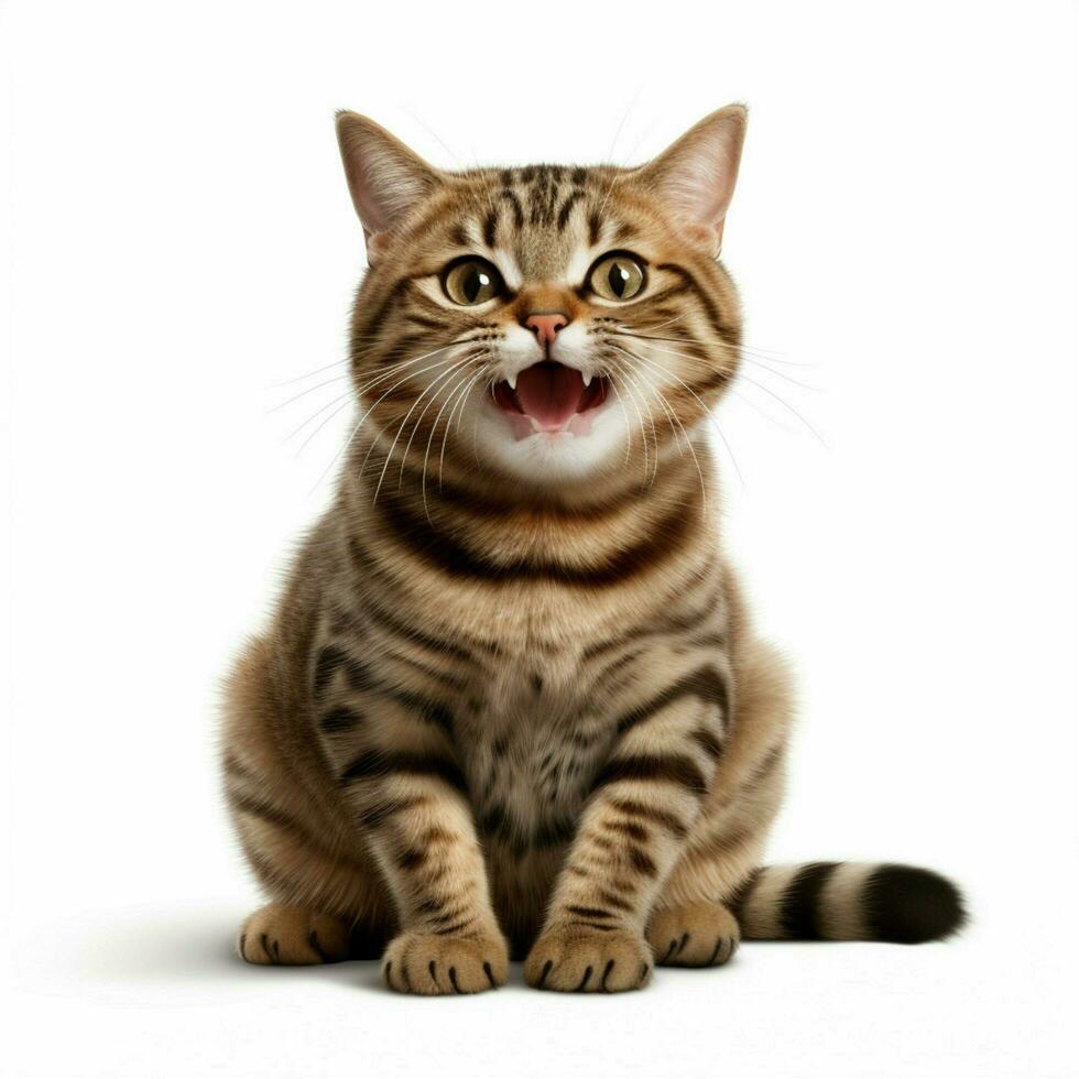 Grinning Cat emoji on white background high quality 4k hdr photo