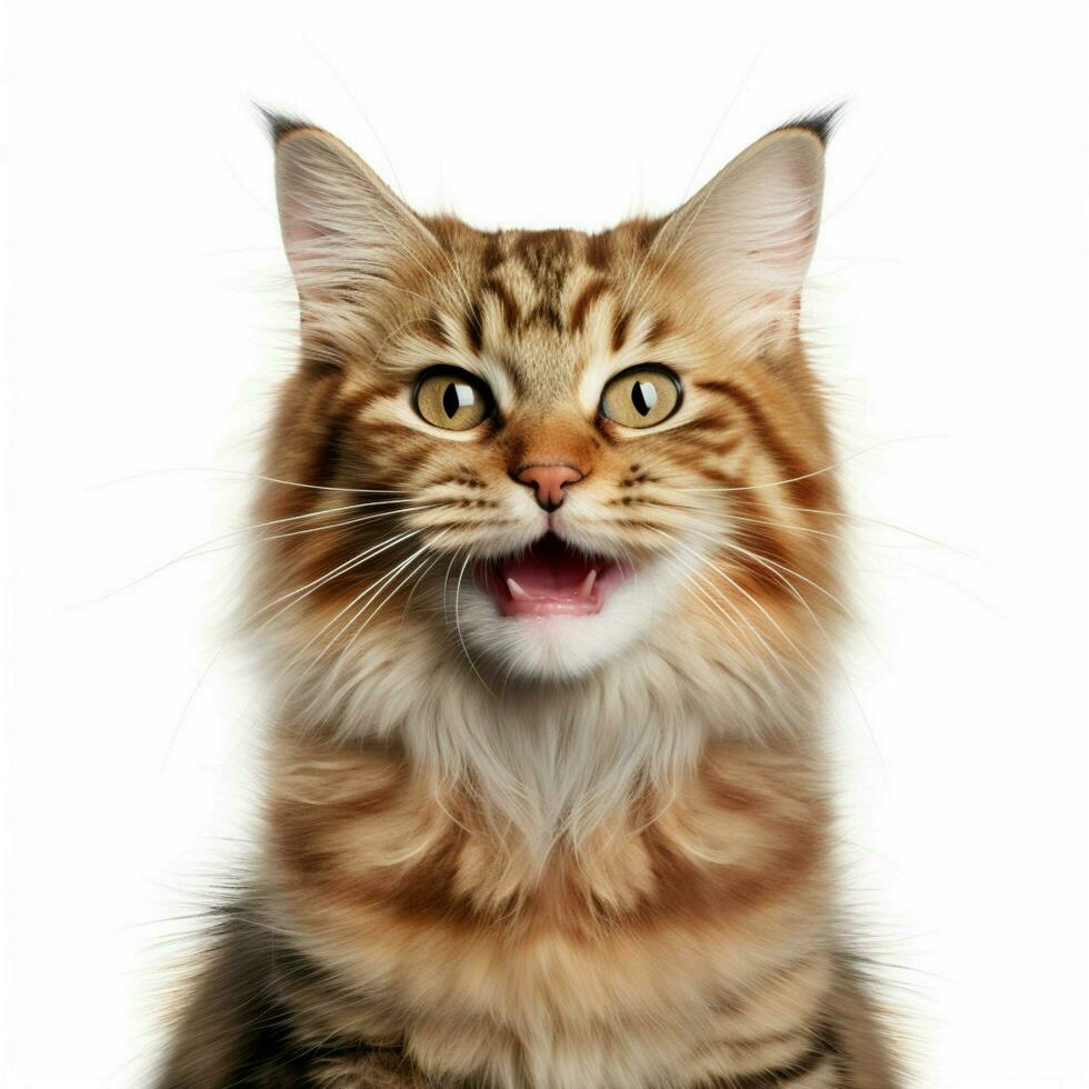 Grinning Cat with Smiling Eyes emoji on white background h photo