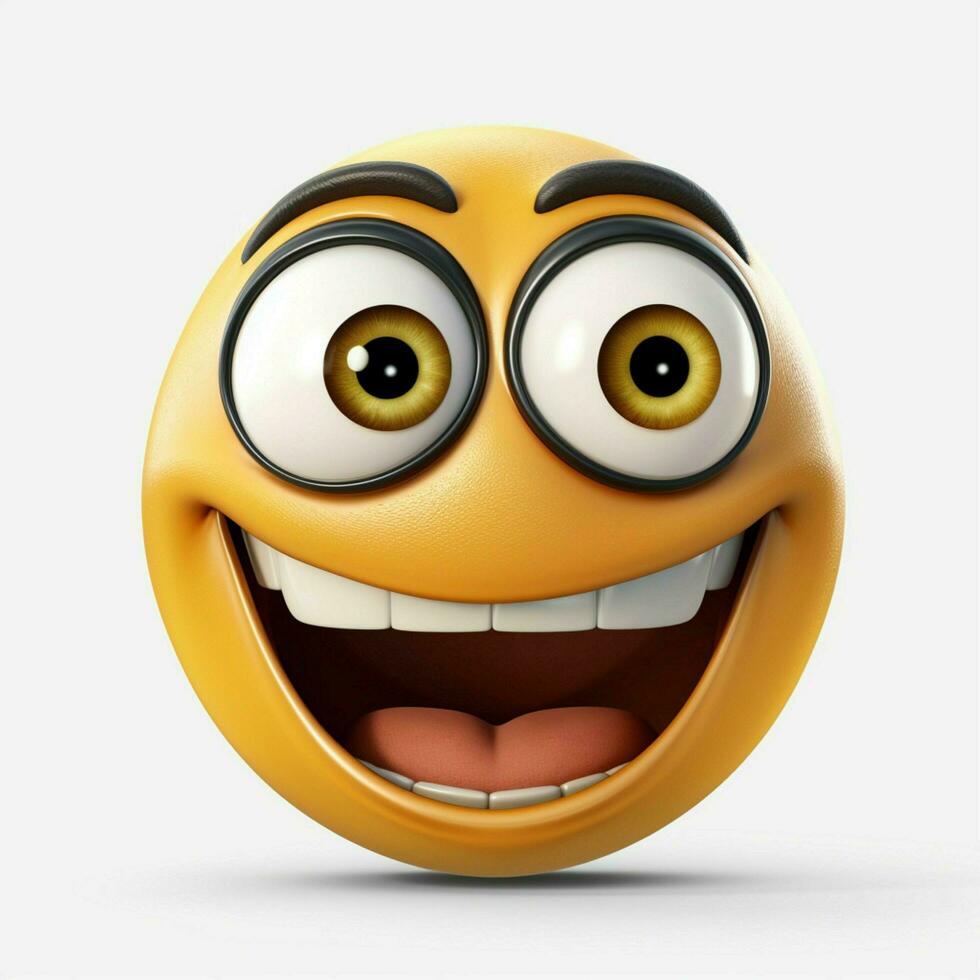 sonriendo cara con grande ojos emoji en blanco antecedentes alto foto