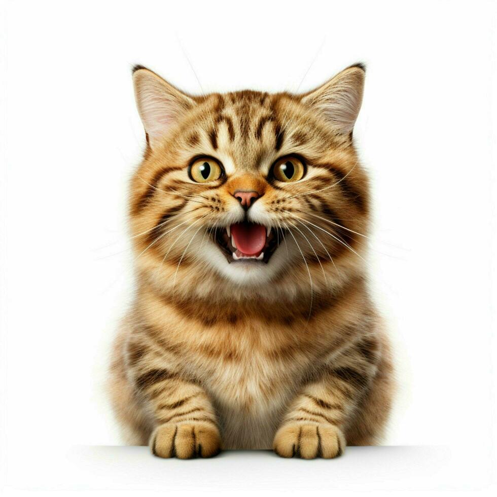 Grinning Cat emoji on white background high quality 4k hdr photo