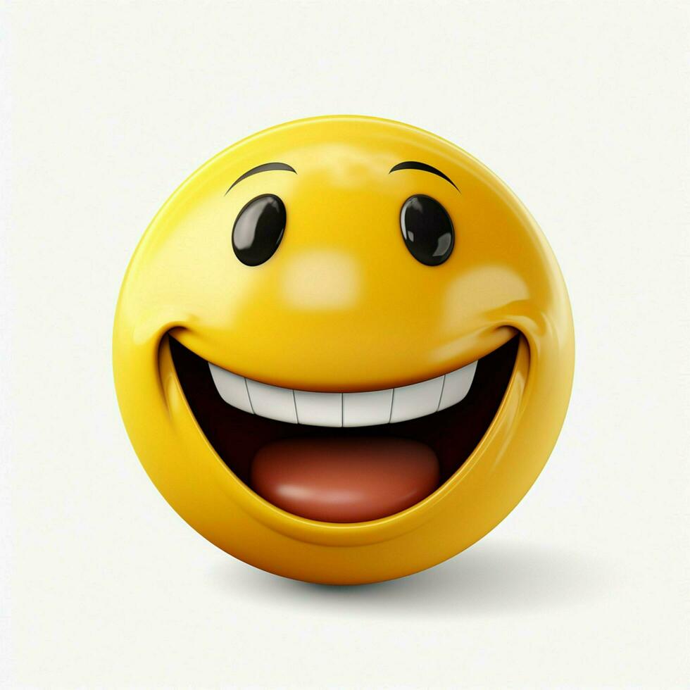 Grinning Face with Smiling Eyes emoji on white background photo