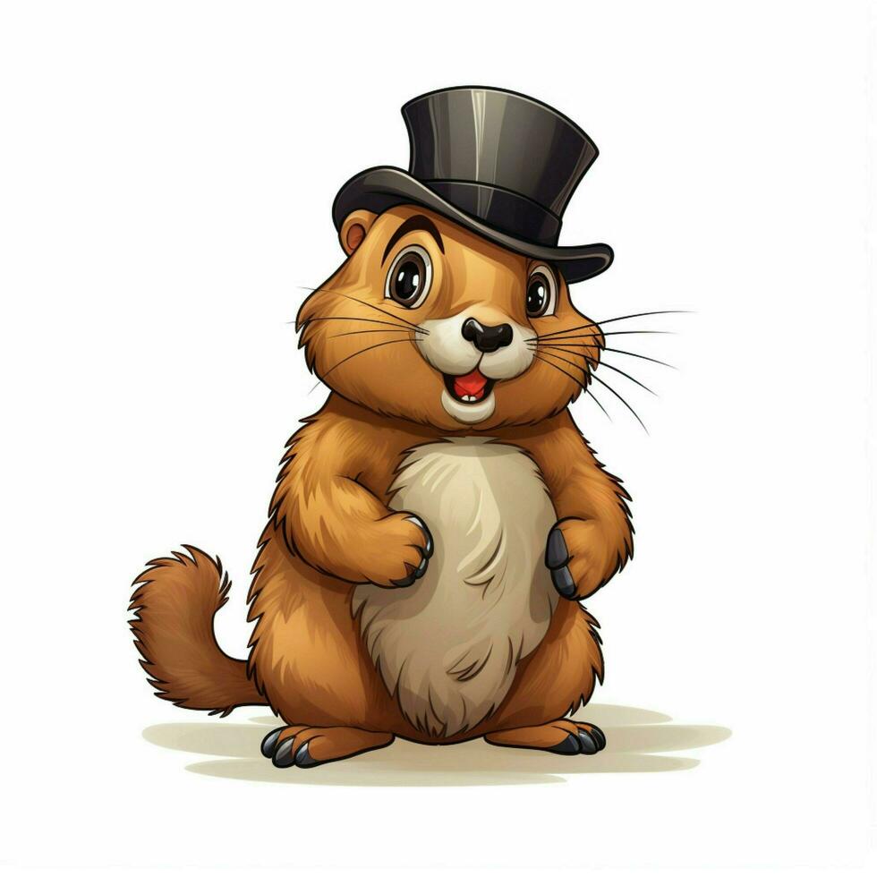 Groundhog 2d cartoon vector illustration on white backgrou photo