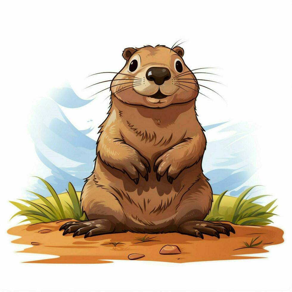 Groundhog 2d cartoon vector illustration on white backgrou photo