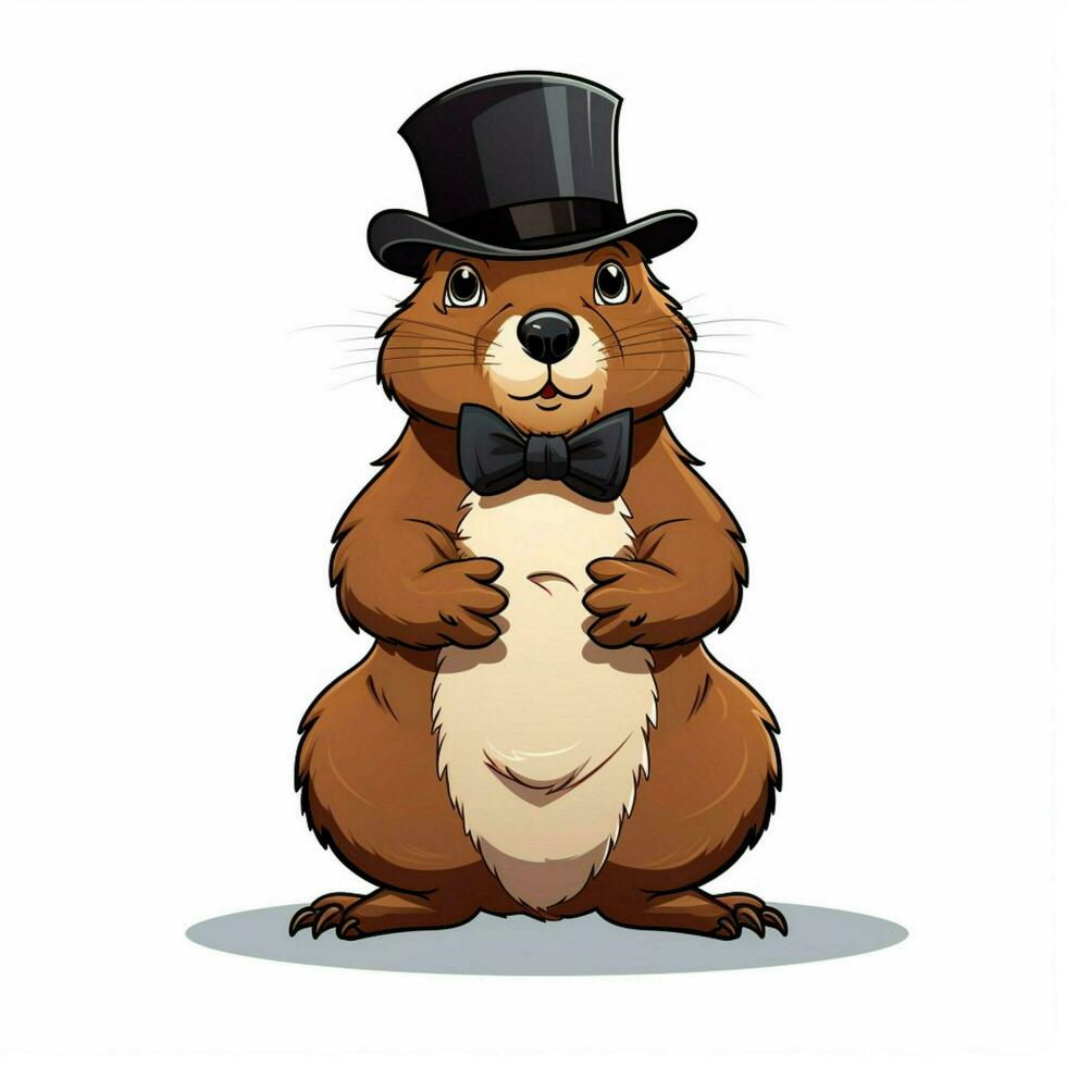 Groundhog 2d cartoon vector illustration on white backgrou photo