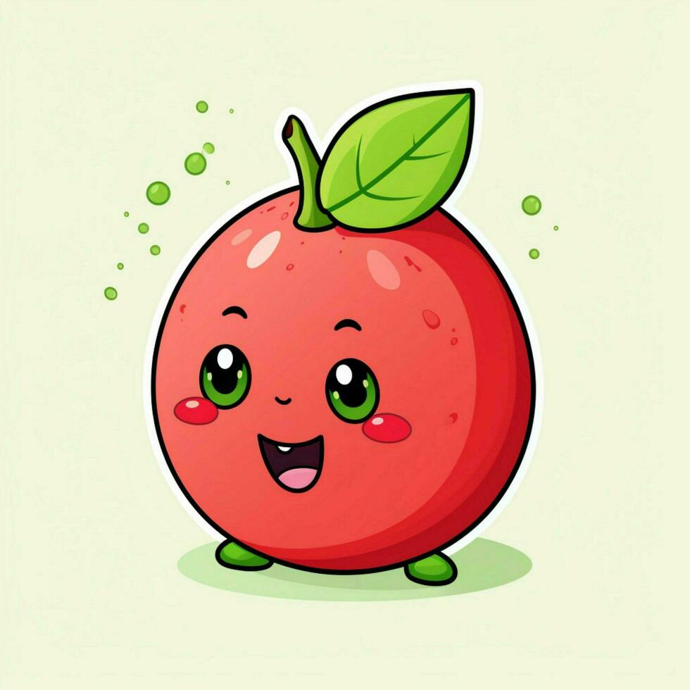 Guava 2d cartoon illustraton on white background high qual photo