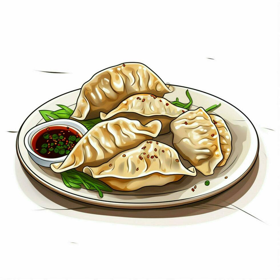 Gyoza 2d vector illustration cartoon in white background h photo