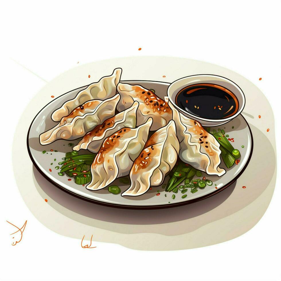 Gyoza 2d vector illustration cartoon in white background h photo