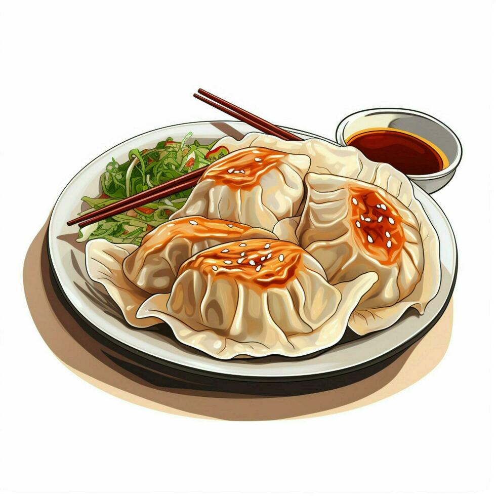 Gyoza 2d vector illustration cartoon in white background h photo