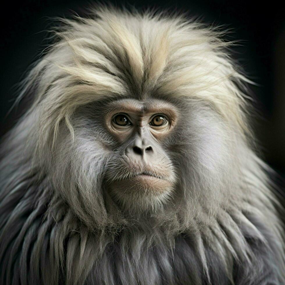 Hairy primate closely related to humans photo