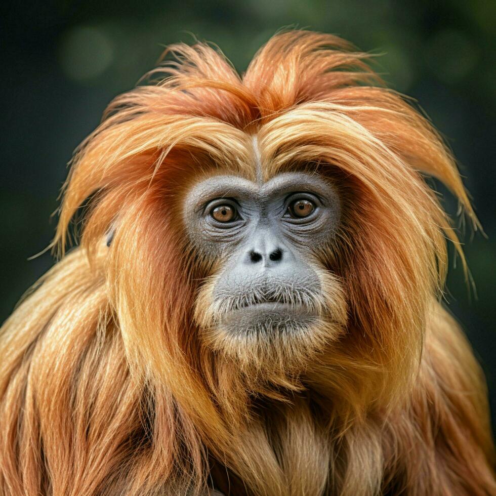 Hairy primate closely related to humans photo