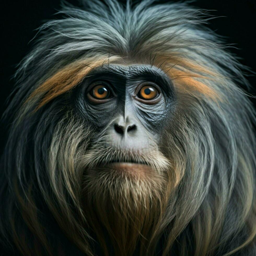 Hairy primate closely related to humans photo