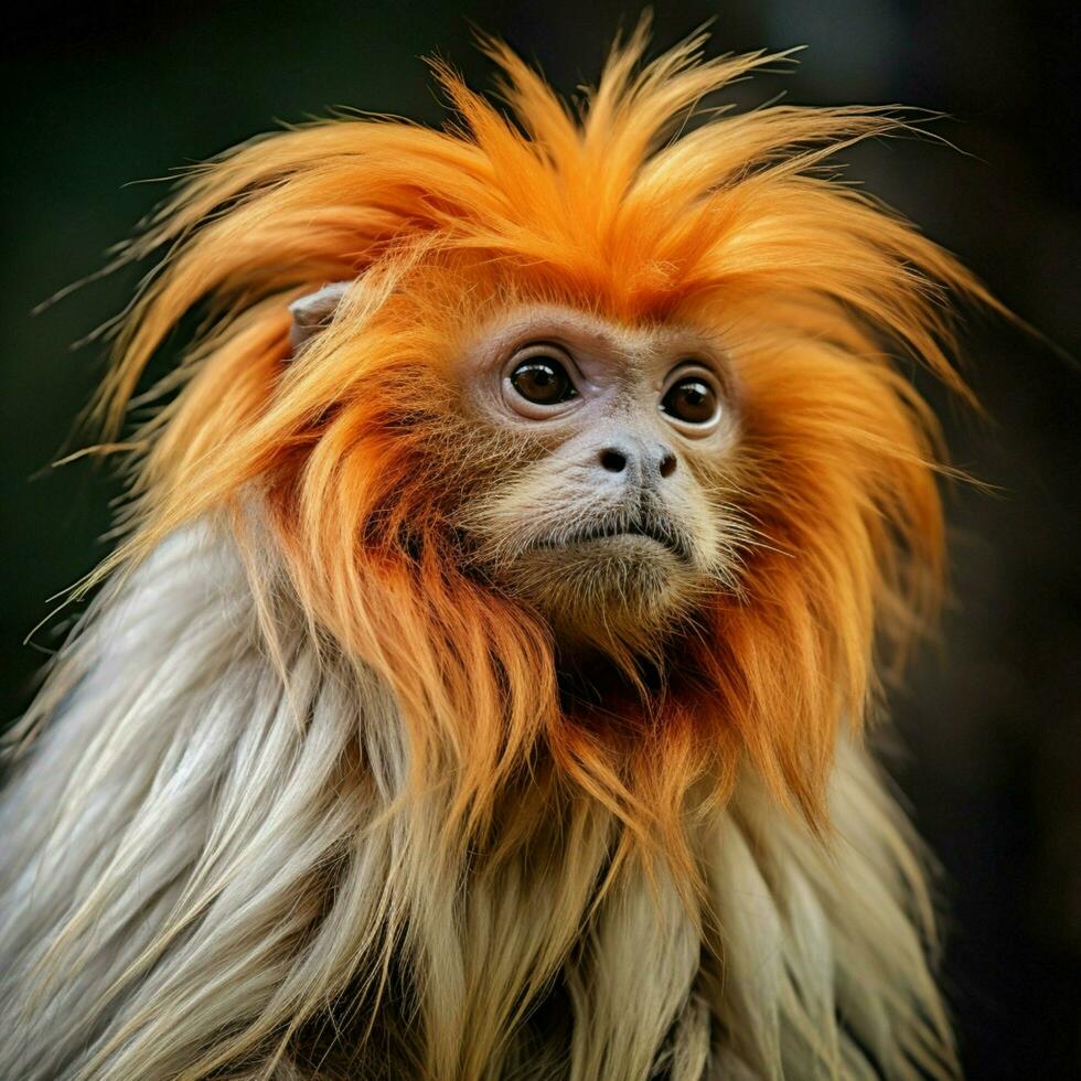 Hairy primate closely related to humans photo