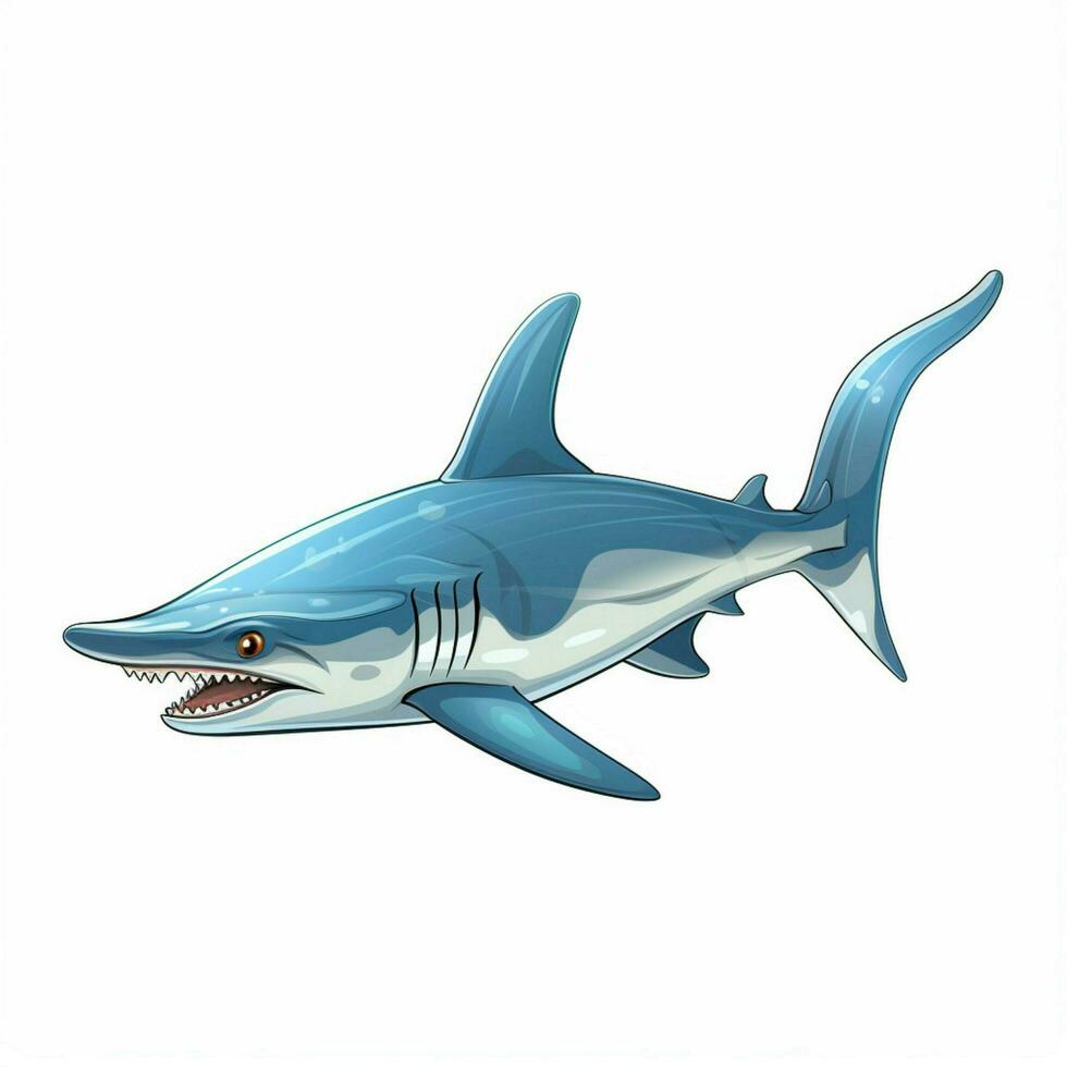 Hammerhead shark 2d cartoon vector illustration on white b photo