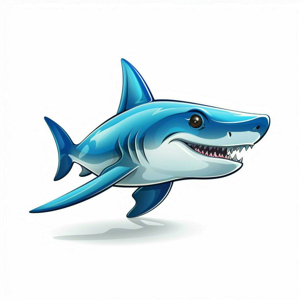 Hammerhead shark 2d cartoon vector illustration on white b photo