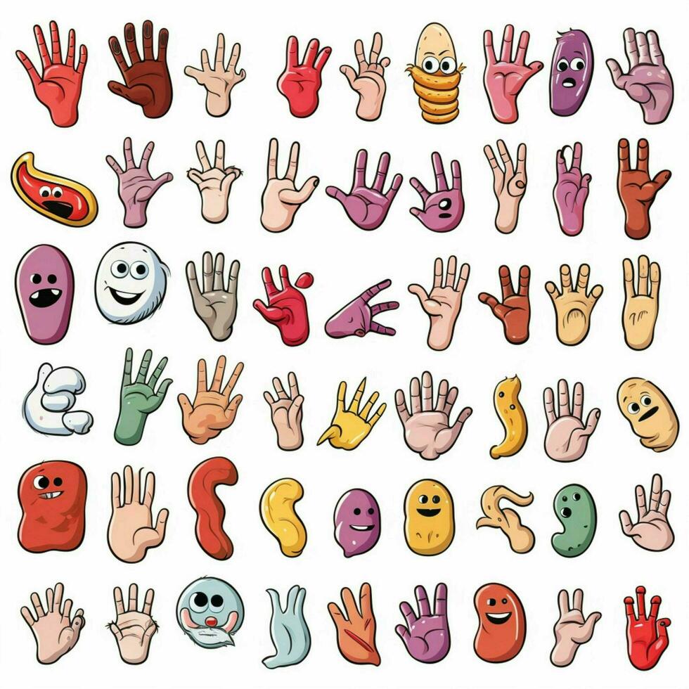 Hands and other Body Parts Emojis 2d cartoon vector illust photo