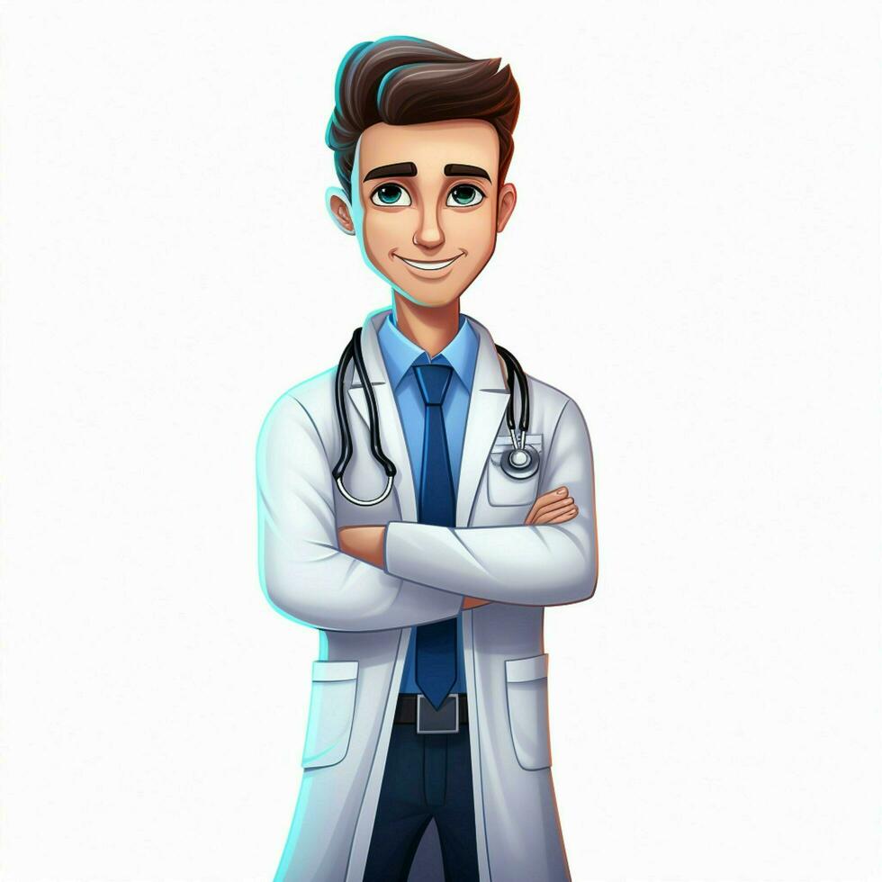 Health Worker 2d cartoon illustraton on white background h photo