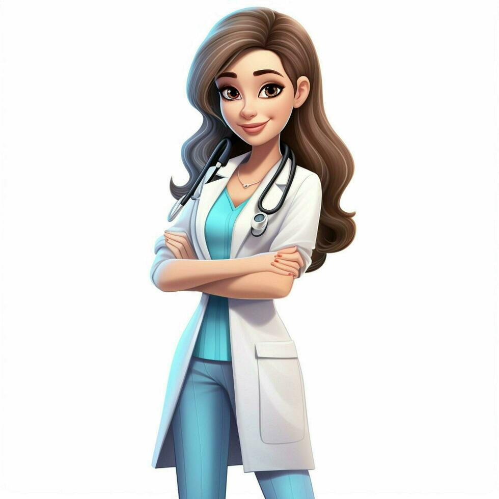 Health Worker 2d cartoon illustraton on white background h photo