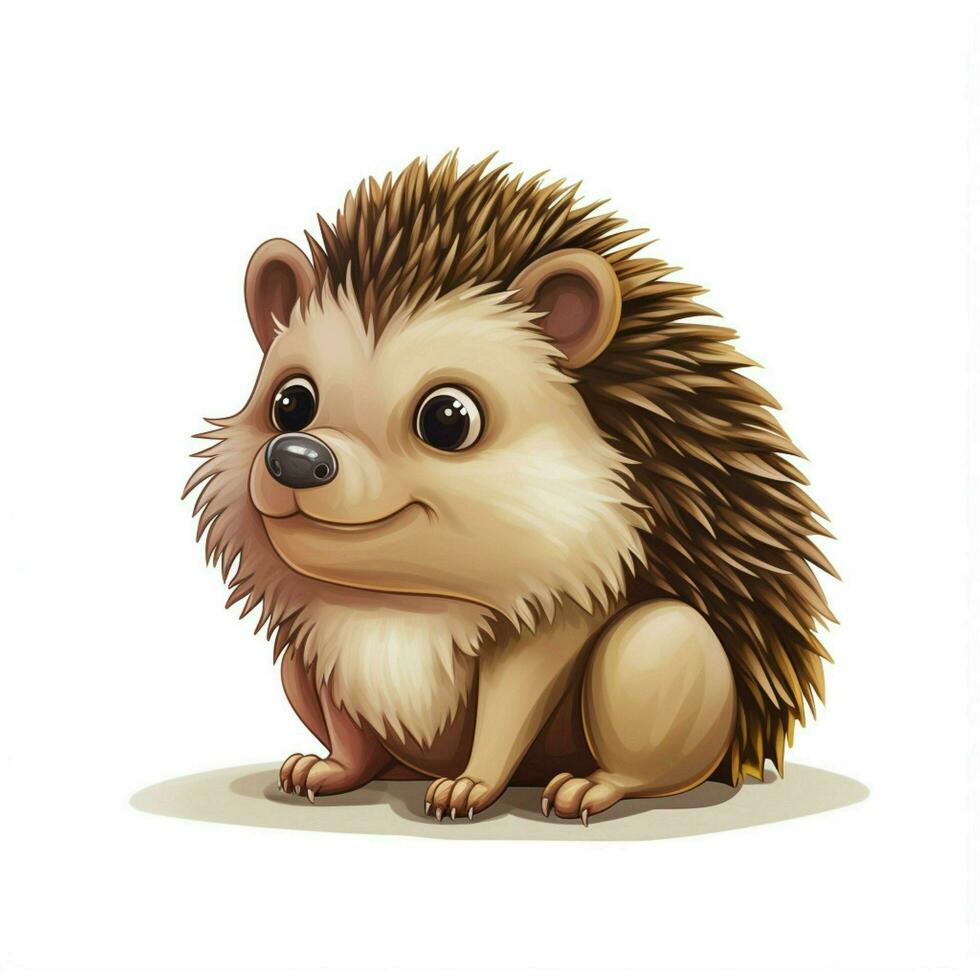 Hedgehog 2d cartoon vector illustration on white backgroun photo