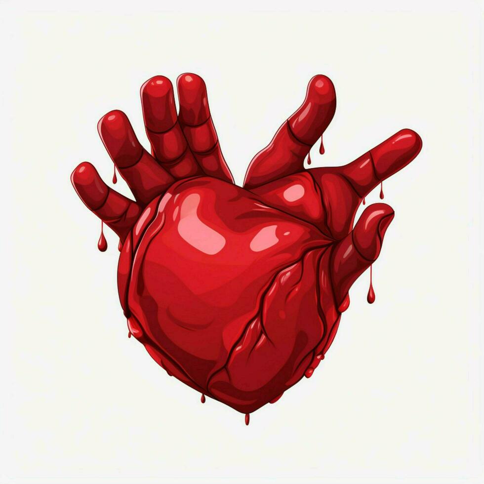 Heart Hands 2d cartoon illustraton on white background hig photo