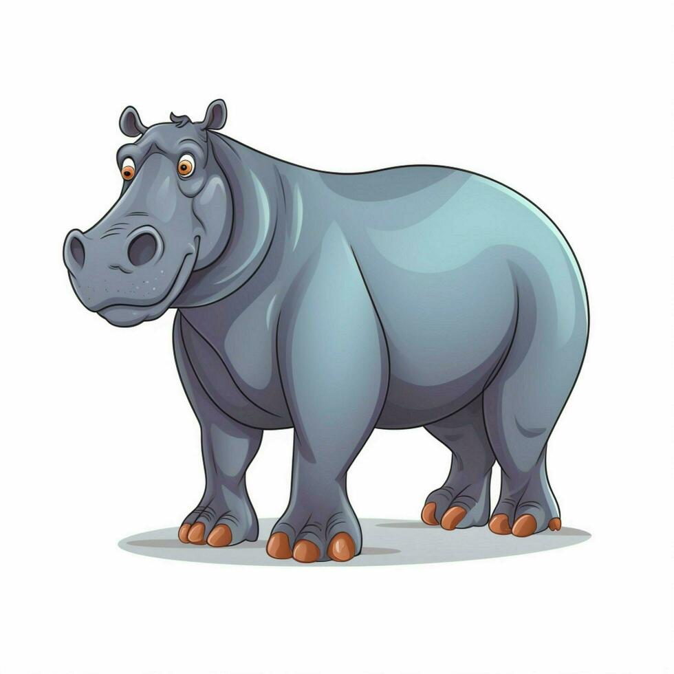 Hippopotamus 2d cartoon vector illustration on white backg photo